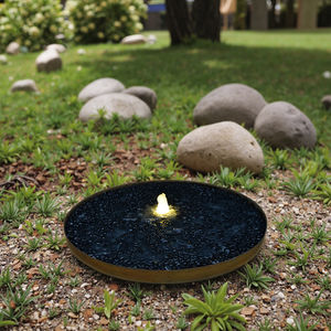 Outdoor Round Plate Verwitterung wasser brunnen Wasserfälle Corten Steel Wasserspiele Brunnen mit Licht für die Garten dekoration - Product Image 3