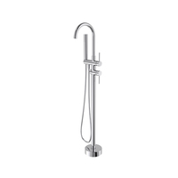 Robinet de baignoire moderne sur pied avec douchette, mitigeur de bain de luxe noir mat et or en laiton, robinet de remplissage de baignoire