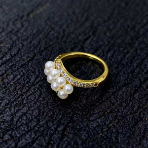 10741 DIY S925 Silver <b>Ring</b> with Empty Holder 4-7mm Round Beads Multiple Beads-Accessorized with <b>Pearls</b> Diamond <b>Rings</b> Category - Product Image 3