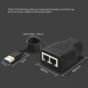 Adaptador de red Doonjiey <span class=keywords><strong>RJ45</strong></span> Divisor Ethernet de 1 a 2 puertos Chaqueta de PVC Adaptador divisor LAN Convertidor <span class=keywords><strong>Cat</strong></span> 5 <span class=keywords><strong>6</strong></span> 7 - Product Image 2