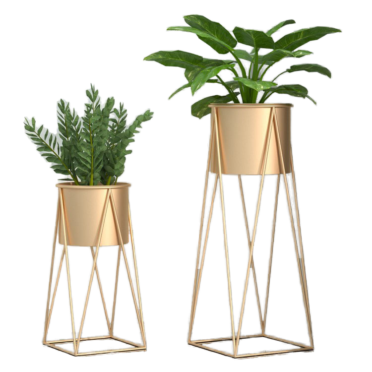 Golden Floor Planter Set