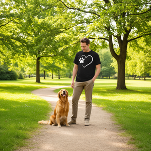 T-Shirt con Cuore e Zampa di Cane, Manica Corta, Collo Tondo, Unisex per Adulti, Regalo Promozionale per Proprietari di Cani - Product Image 2