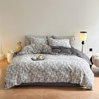 Ensemble de literie Jacquard à trois couches de coton teint en fil de haute qualité de luxe ensemble de housse de couette à motif géométrique floral végétal
