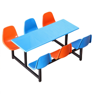 Fancy Orange Canteen Bàn Ăn Và Ghế Nhà Hàng Bàn Ăn Với Ghế đẩu Đặt Cho Sáu Người - Product Image 3