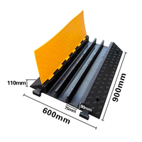 Protector de Cables de Goma Leahua Negro y Amarillo 900*600*110mm, Canal de 90x75mm, Reductor de Velocidad para Seguridad Vial