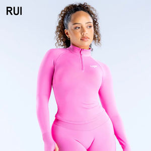 Chaqueta de Yoga RUIQUWIN OEM Ligera, Reversible, de Secado Rápido y Transpirable para Mujer, Top Corto de Manga Larga para Gimnasio, Running, Fitness y Entrenamiento - Product Image 1