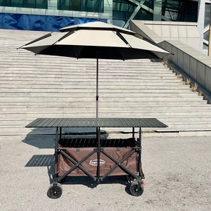 Carrito Plegable para Vendedores con Mesa Ajustable y Toldo Parasol, Carro Portátil para Puestos al Aire Libre, Personalizable para Campamentos y Venta Ambulante - Product Image 3