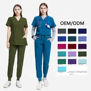 Conjunto de uniforme médico para mulheres, uniforme profissional de alta qualidade para médicos, esfregações de spa, uniformes médicos, enfermagem, esfoliantes médicos