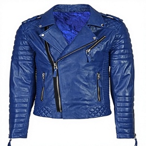 Blouson moto en PU blanc pour homme, coupe ajustée, col rabattu, fermeture éclair, design matelassé, manches classiques, vêtement d'automne - Product Image 4