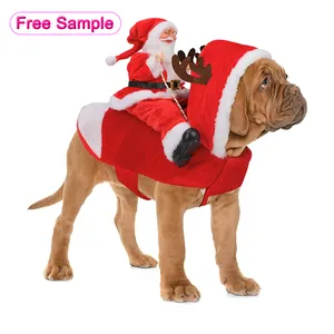 Костюм Санта-Клауса для верховой езды, для косплея, зимняя куртка с капюшоном, свитер, пальто, одежда для собак