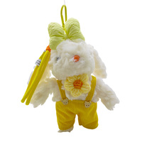 Porte-clés pendentif lapin en mousseline de soie motif tulipe, fausse fourrure douce, peluche, poupée mignonne, style célébrité internet, pour sac, vente en gros, design anime UMOO