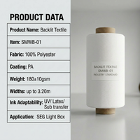 Vente en gros de textile rétroéclairé doux 180 g/m² pour impression UV, certifié FR B1, blanc brillant, décoration d'événements