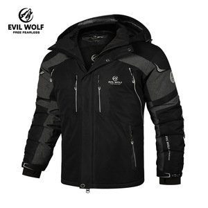 Veste de ski décontractée à capuche fine pour homme Evil Wolf, imperméable, coupe-vent, parka de plein air, vêtements de sport - Product Image 1