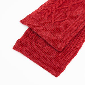 OEM مخصص جاكار شعار محبوك وشاح مخطط تصميم عصري للخريف والشتاء دافئ أحمر بلون واحد أوشحة محبوكة - Product Image 5