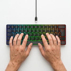 Clavier de jeu mécanique filaire RGB compact à 60 %, 61 touches, câble Type-C détachable, clavier portable pour PC portable gamer - Product Image 2
