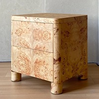Table d'appoint de salon de style mi-siècle avec minimalisme wabi-sabi, placage de bois en nœud d'arbre, tête de lit, armoire de rangement, personnalisable