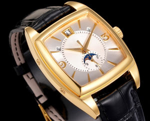 Reloj de Lujo para Hombre 2025, Mecanismo Mecánico Multifunción, Diseño Exquisito en Oro, Correa de Cuero, Ideal para Fiestas y Eventos Nocturnos - Product Image 3