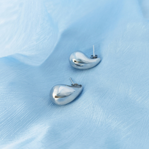 Pendientes Personalizables de Plata de Ley 925, Pendientes de Lágrima Huecos con Baño de Rodio, Elegantes y Versátiles para Mujer - Product Image 4