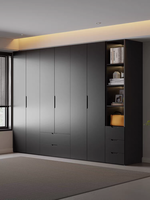 Armoire noire moderne sans poignées pour cuisine et chambre à coucher