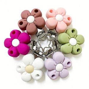 Clips y Cadenas de Silicona para Chupetes, con Diseño de Flores, Masticables, No Tóxicos, para Bebés, 10 Colores, para Accesorios DIY, Venta al Por Mayor - Product Image 1