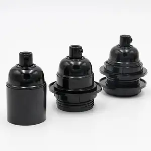 Black Bakelite Light Socket Threaded Lamp Holder E27 Fittings Screw Bulb Base Lampholder