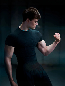 T-shirt Sportiva da <span class=keywords><strong>Uomo</strong></span> a Maniche Corte, <span class=keywords><strong>Slim</strong></span> <span class=keywords><strong>Fit</strong></span>, 220 Grammi, in Spandex/Nylon Elasticizzato, con Stampa, per Allenamento Sportivo - Product Image 3