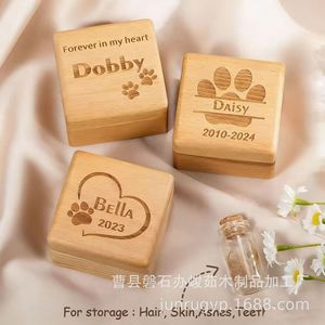 Wooden Pet Hair Storage <b>Box</b> Rectangle Secure Flip Top Urn For Pet <b>Memorials</b> - Product Image 2