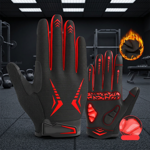 Gants de moto sportifs noirs et rouges avec impression par transfert thermique en polyester, longueur poignet, thermiques pour sports d'hiver - Product Image 5