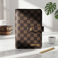 Carnet à feuilles mobiles en cuir PU A6 avec logo personnalisé, reliure à bouton-pression, agenda, journal avec porte-stylo pour cadeau d'affaires