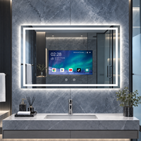 Miroir de salle de bain LED personnalisé HAOCROWN avec écran tactile intelligent Android de 15 pouces, miroir magique TV pour hôtel et maison