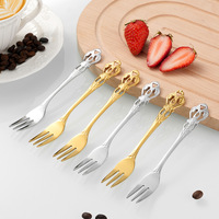 Ensemble de couverts rétro en acier inoxydable Royal Court : cuillère à café, fourchette à fruits, cuillère à dessert, fourchette, finition poli miroir