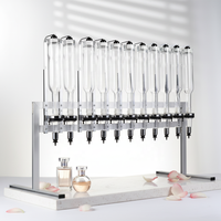 Máquina Dispensadora de Perfume, Dispensador Manual de Líquidos con Grifo de Vidrio, Juego de Barra para 12 Botellas de Aceites Esenciales, Barra de Perfume Pequeña