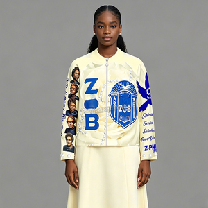 Chaqueta de Mujer Personalizada con Tapicería, Ropa de la Hermandad Zeta Beta, Cárdigan Jacquard Tejido, Chaqueta con Secuencia de Letras Griegas - Product Image 4