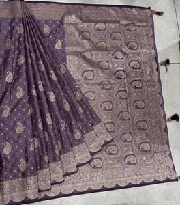 Hot Sale Luxury <b>Satin</b> Silk <b>Saree</b> Elegant Smooth Fabric Designer Party Wear <b>Saree</b> For Women Ethnic Collection Available for Sale - Product Image 3