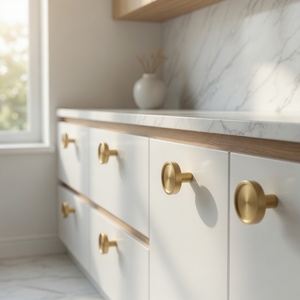 Koppalive Contemporary Round Brushed <strong>Gold</strong> Black Unlaquered Brass Furniture Drawer Hardware Solid Brass Kitchen Cabinet <strong>Knobs</strong> - Product Image 3