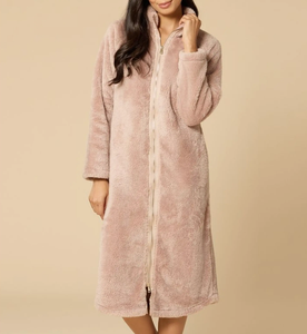 Manufacturer OEM Home Hotel Plus Size Flannel Bath Robes Women <strong>Gowns</strong> Thermal Fleece Nightgowns Bathrobe Women's Plush <strong>Zip</strong> Robe - Product Image 1