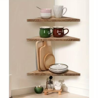 Étagères d'angle en bois pour rangement mural, étagère flottante en bois et métal pour chambre à coucher, cuisine, salle de bain, salon