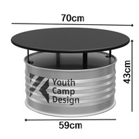 Ensemble table et tabourets de bar à baril en métal industriel Sièges rembourrés modernes pour salle de sport, pub/bistro, meubles de café Logo personnalisé-OEM/ODM