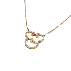 Personalized <b>Custom</b> Script <b>Name</b> <b>Necklace</b> Cute Pendant With Pink Crystal Bow Cubic Zirconia Cartoon <b>Necklace</b> Birthday Gift - Product Image 5