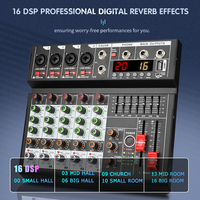 Console de mixage audio 6 canaux, alimentation micro à condensateur 48V, lecteur audio USB intégré, prise en charge OEM, table de mixage pour enregistrement professionnel