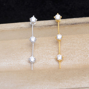 Wenchi S925 <b>Silver</b> DIY Pearl Jewelry Accessory 3mm Size 8-10mm Pendant 13532 Double-<b>Bead</b> Through-Hole Empty Base 3-<b>Bead</b> Style - Product Image 5