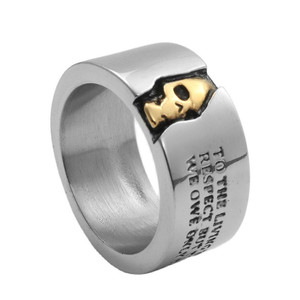 Men's <b>Titanium</b> Steel <b>Ring</b> Gold Skull Letter Design Punk Style Fashion Jewelry Gift - Product Image 4