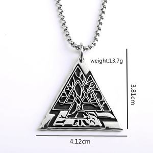 Colgantes y Amuletos Personalizados de Acero Inoxidable Únicos para Hombre: Vikingo Valknut Yggdrasil Triángulo Mitología Nórdica Vintage - Product Image 5