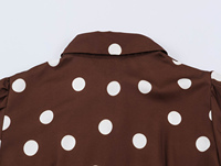 Robe longue décontractée pour femmes, col à nœud papillon, couleur marron, manches longues, imprimé à pois, mode décontractée