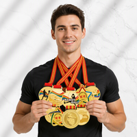 Médailles de course personnalisées en alliage de zinc 3D avec ruban, souvenirs de marathon sportifs en or, médailles de course amusantes