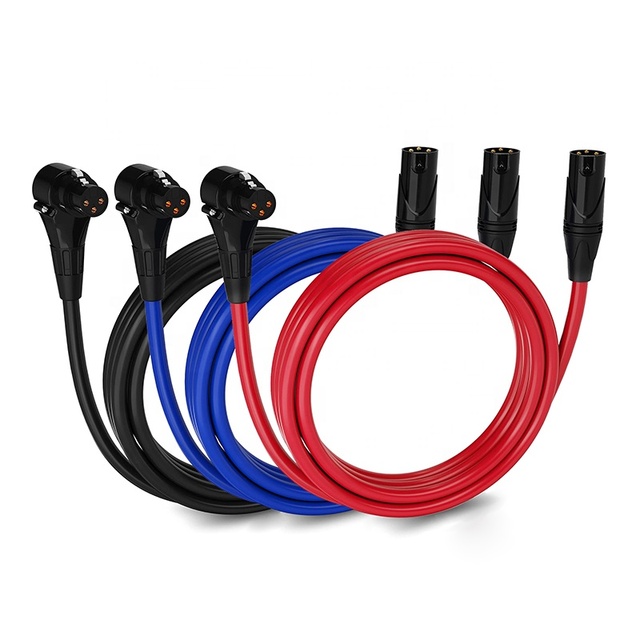 XLR Cable Snake 90 Degree Right Angle Head OFC Shilelded 3Pin 3 Pin XLR Male to Female M/F Microphone Audio Cable