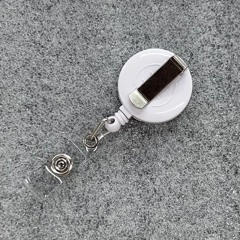 Custom Logo Size White Badge Reel Clips Retractable Badge Holders with Belt Clip for Work Permits