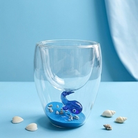 Mug en verre écologique résistant aux hautes températures, mug en verre à double paroi créatif en forme de baleine