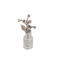 Diffuseur de luxe en céramique fait à la main fleur et bouteille en verre diffuseur d'huile essentielle de roseau ensembles pour la décoration de la maison