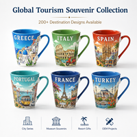 Souvenirs grecs, articles cadeaux, design monuments, tasse à café en céramique avec boîte colorée, tasse à lait en porcelaine, souvenir unique personnalisable